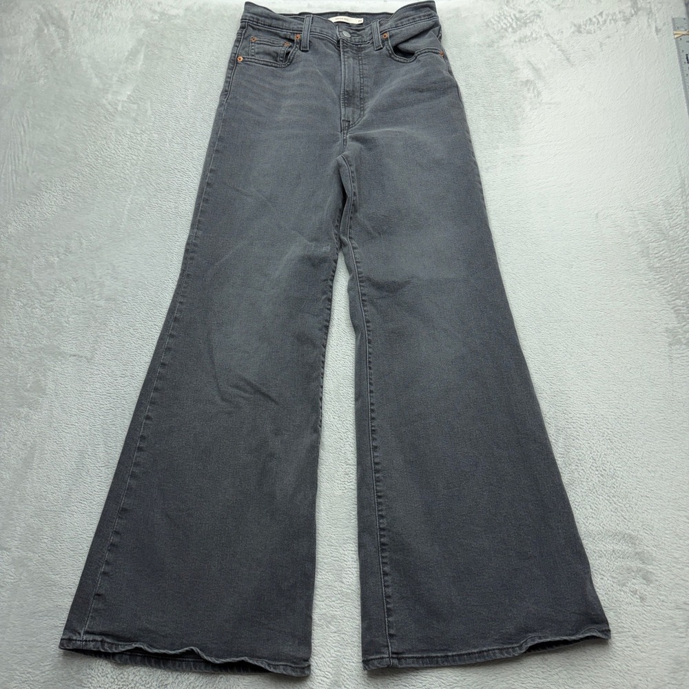 Levis Jeans Womens 29 Grey Ribcage Bell High Rise Flare Denim Pants